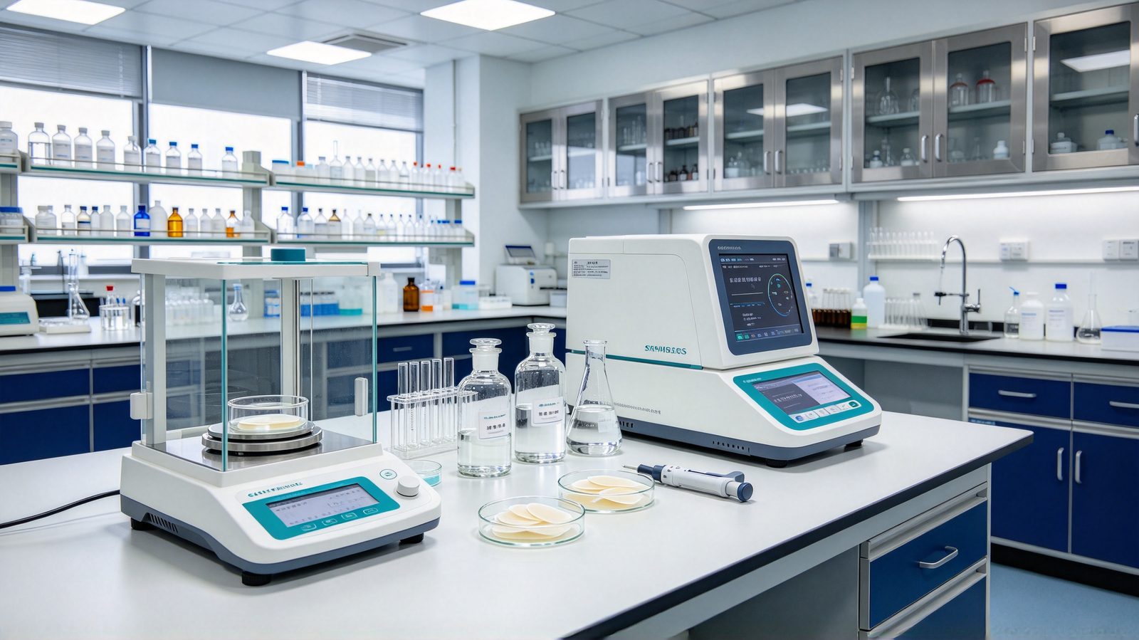 Quality control laboratory testing eye patch samples