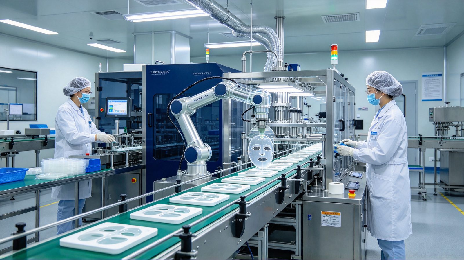 Automated hydrogel eye patch production line inside a GMPC cleanroom